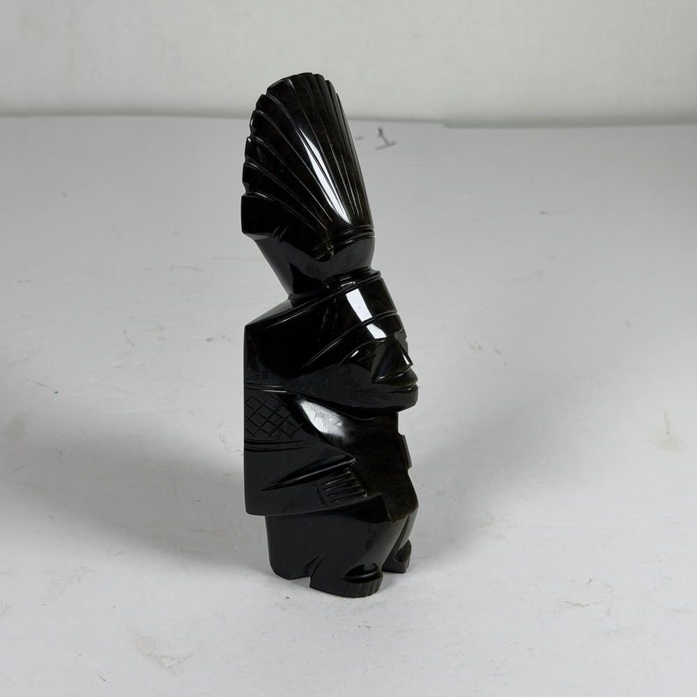 1984 Vintage‎ Hand Carved Black Tribal Bust Sculpture African Style 7" S-1